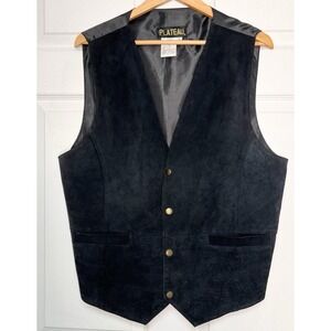 Vintage Plateau Suede Leather Vest Mens L Retro Indie Goth Dark Academia Cowboy